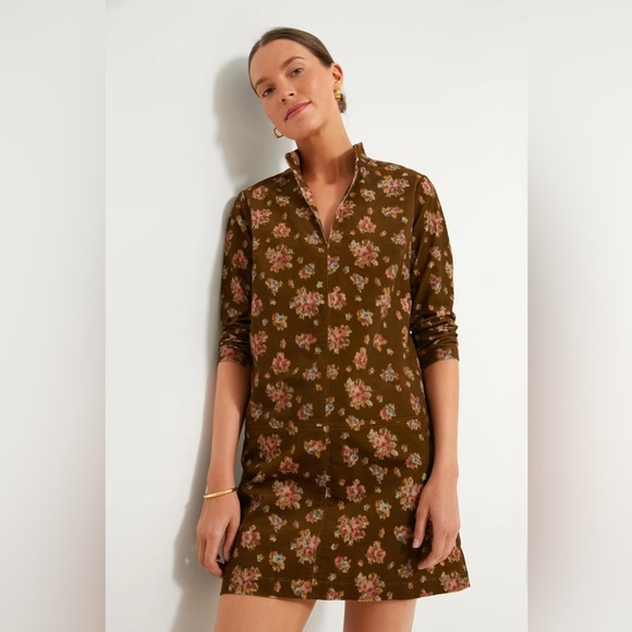 Tuckernuck Hazel Floral Corduroy Mini Dress S Brown Clifton Fall Floral NWT - Picture 3 of 15